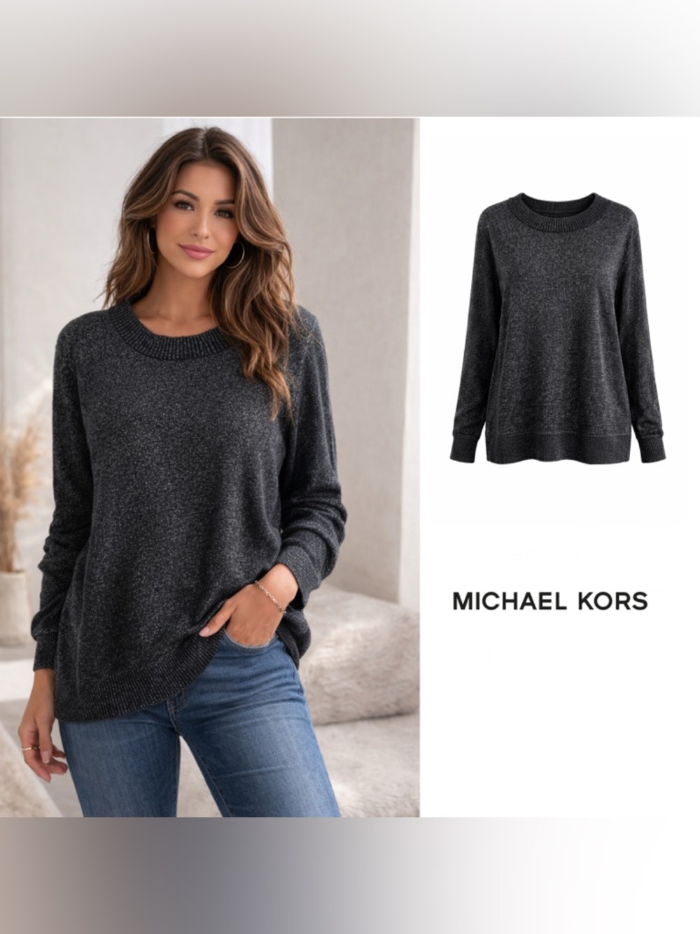 NEW Michael Kors Shimmer Crew Neck Sweater